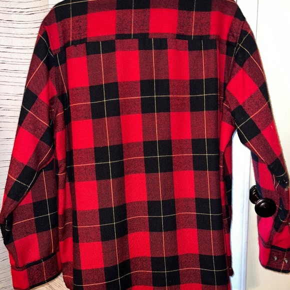 Vintage Chest 52" Red Black Plaid Shirt Wool + Acrylic XL XXL - Picture 6 of 16